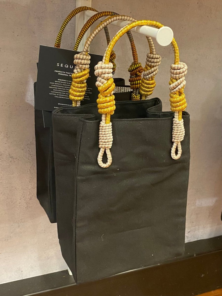 AnimazulSequence CollectionSequence Collection - 2 Knot Handle Mini Tote - Black Canvas