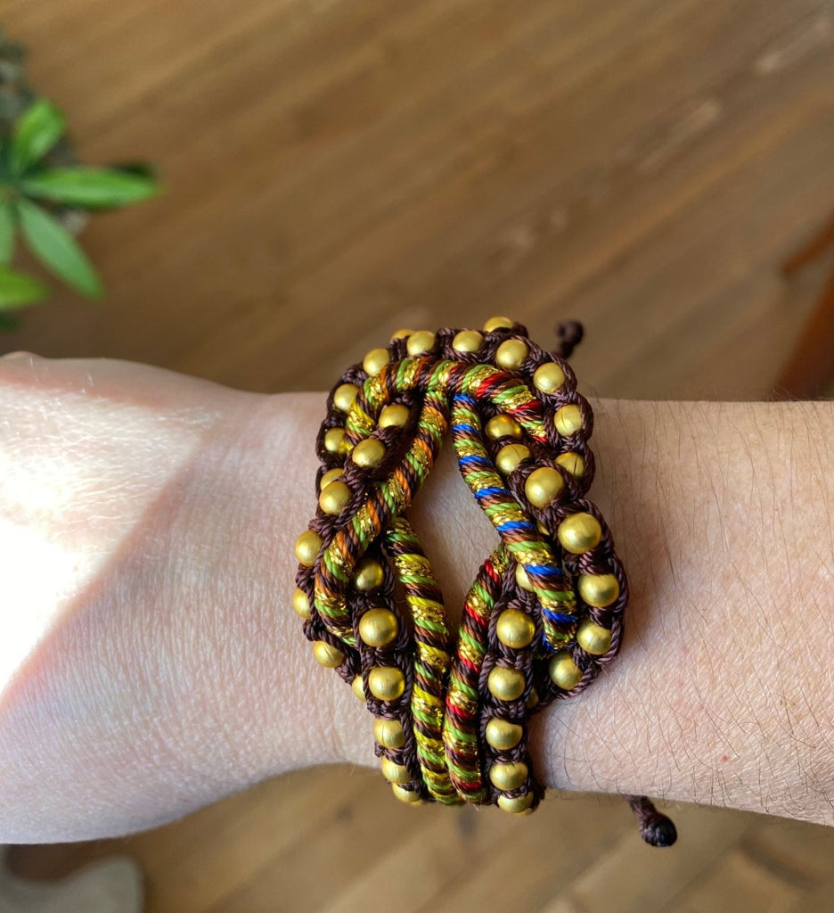 AnimazulSequence CollectionSequence Collection - Open Knot Beaded Bracelet - Multicolor Brown