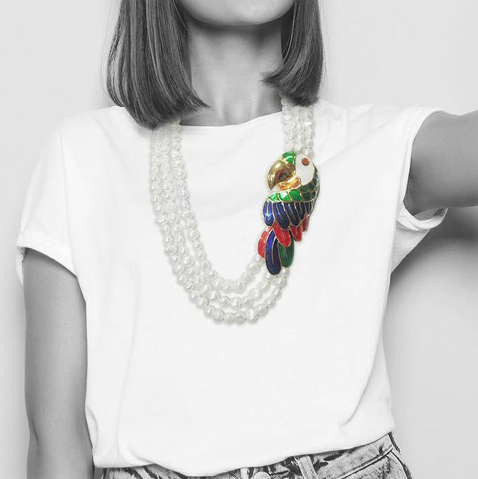 AnimazulEleonora VariniEleonora Varini - Parrot Necklace with Pearls