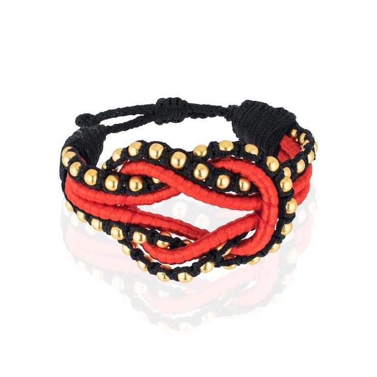 AnimazulSequence CollectionSequence Collection - Open Knot Beaded Bracelet Red & Gold