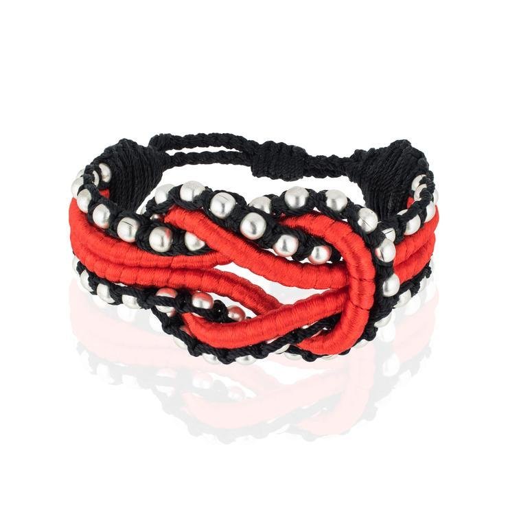 AnimazulSequence CollectionSequence Collection - Open Knot Beaded Bracelet Red & Silver